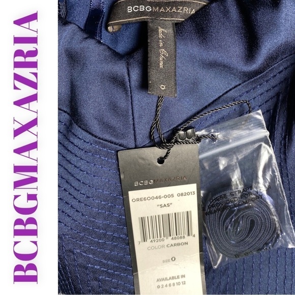 NWT BCBGMAXAZRIA SAS Cobalt Blue Strapless Ruffle Tiered Cocktail Dress, Size 0 - Picture 6 of 10